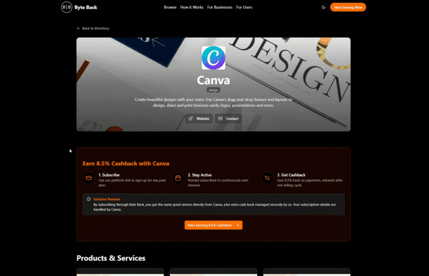Detailed business page screenshot highlighting SEO features, dofollow backlinks, and professional branding